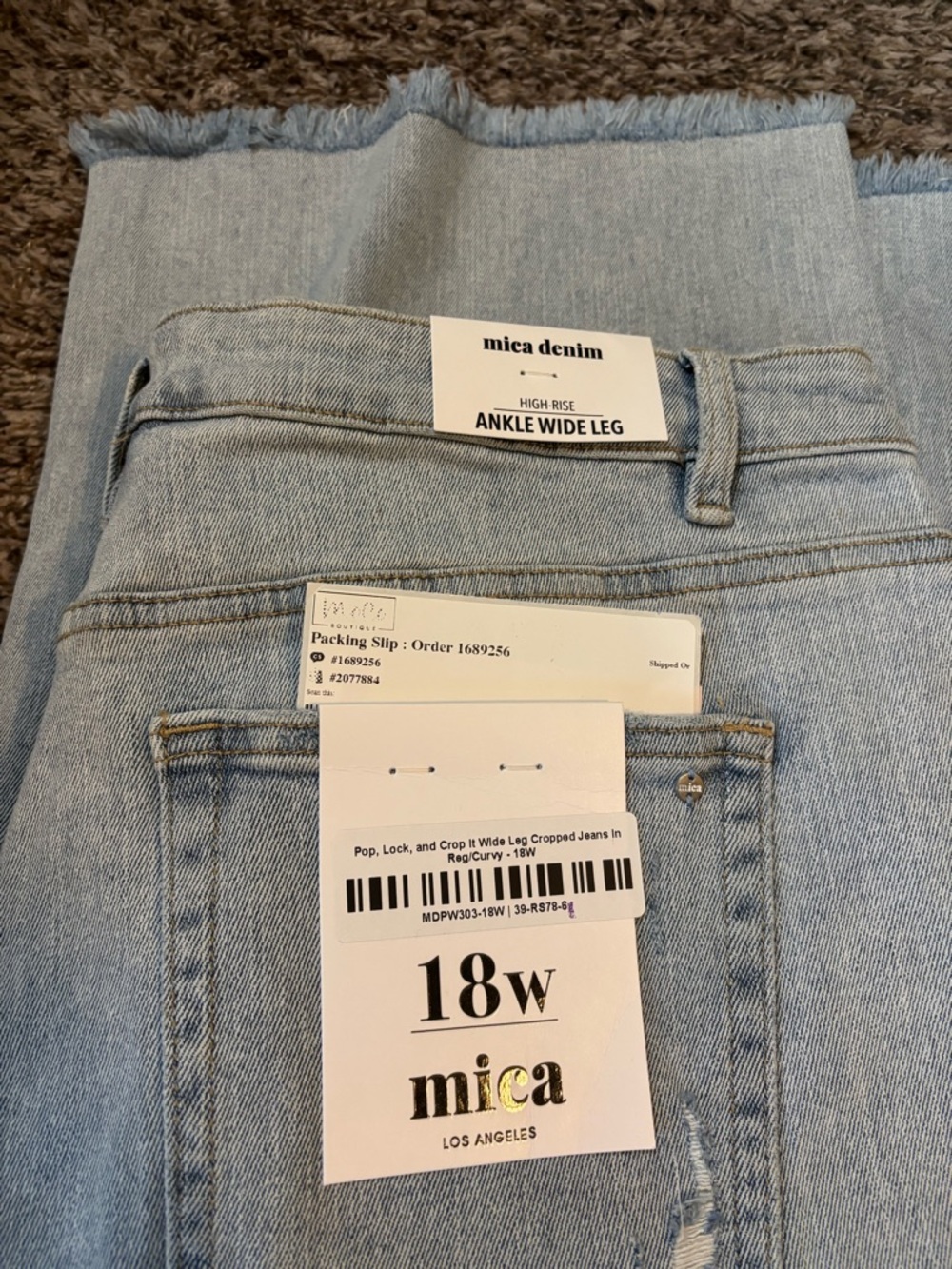 High-Rise Ankle Wide Leg Jeans - Light Blue 18W Pop, Lock and Crop it Wide